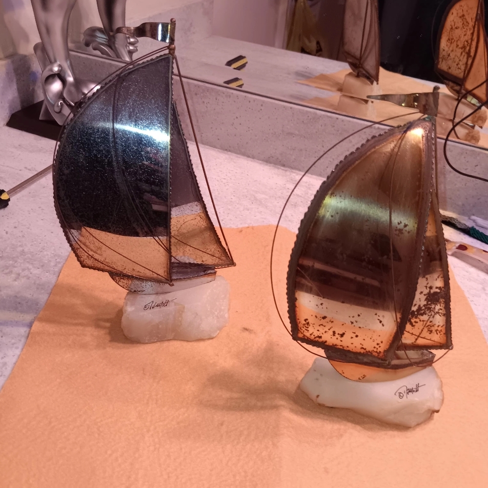 2 - A Set of Vintage Brass Sailboats